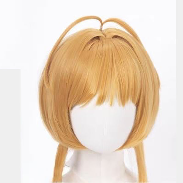Anime Inspired Brown Two Tone Twin Tail Cosplay Wig Short Light Brown Pigtails with Bangs Cute Lolita Style Heat Resistant Synthetic Hair for Women