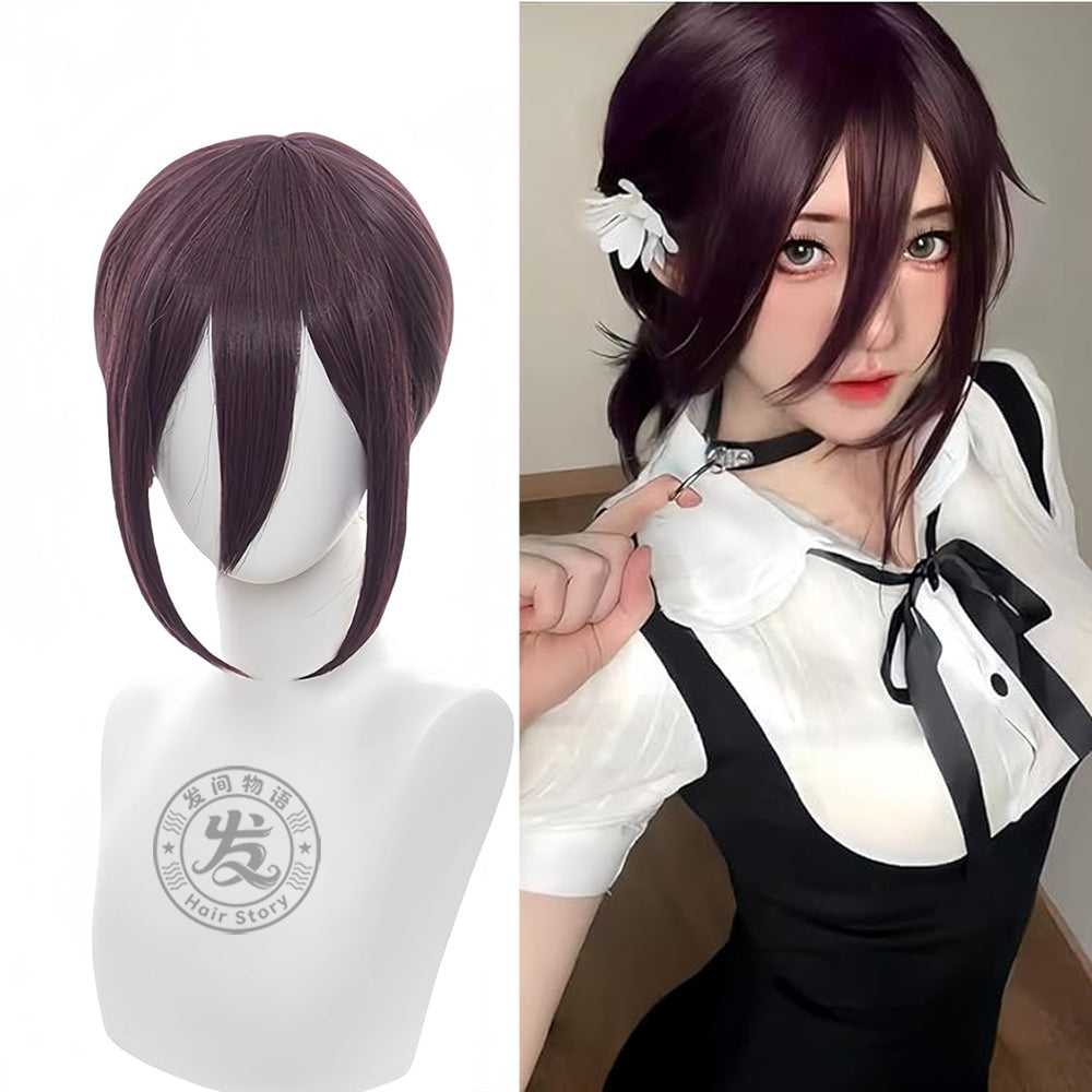 Anime Inspired Black Short Bob Cosplay Wig Straight Cut with Bangs Natural Style Heat Resistant Synthetic Hair for Costume Party