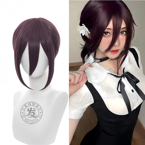 Anime Inspired Black Short Bob Cosplay Wig Straight Cut with Bangs Natural Style Heat Resistant Synthetic Hair for Costume Party