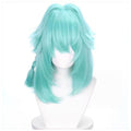 Anime Inspired Mint Green Medium Short Cosplay Wig Layered Fluffy Style with Bangs Heat Resistant Synthetic Hair for Women Girls