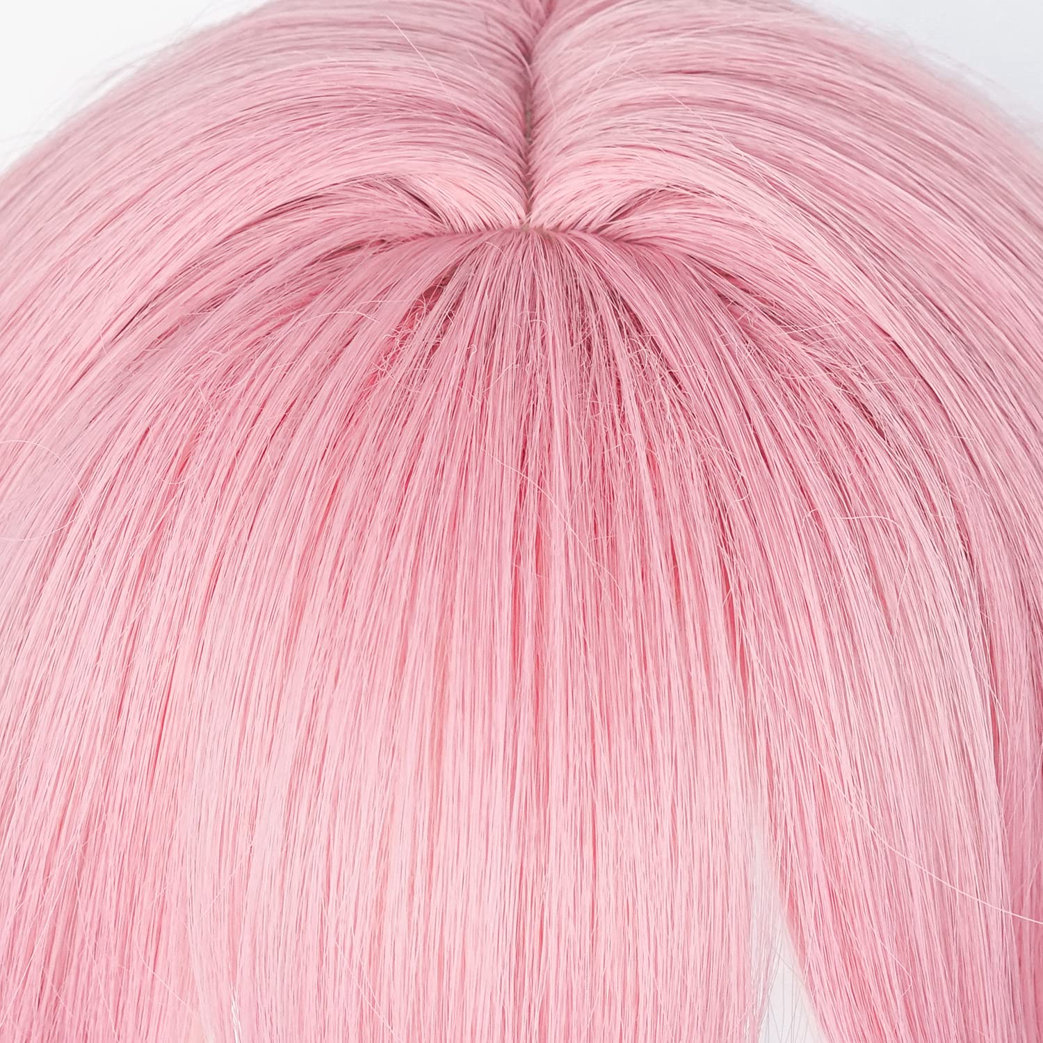 Anime Inspired Pink Short Twin Tail Cosplay Wig with Bangs Cute Sweet Style Heat Resistant Synthetic Hair for Costume Party