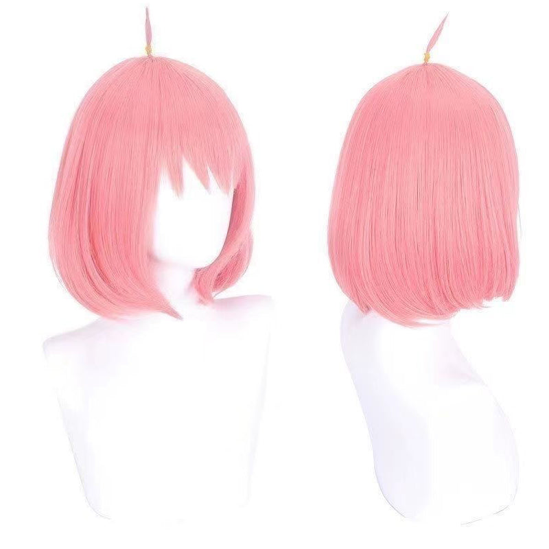 Spy x Family Anya Cosplay Wig – Cute Pink Bob with Realistic Hairline for Anime Costumes