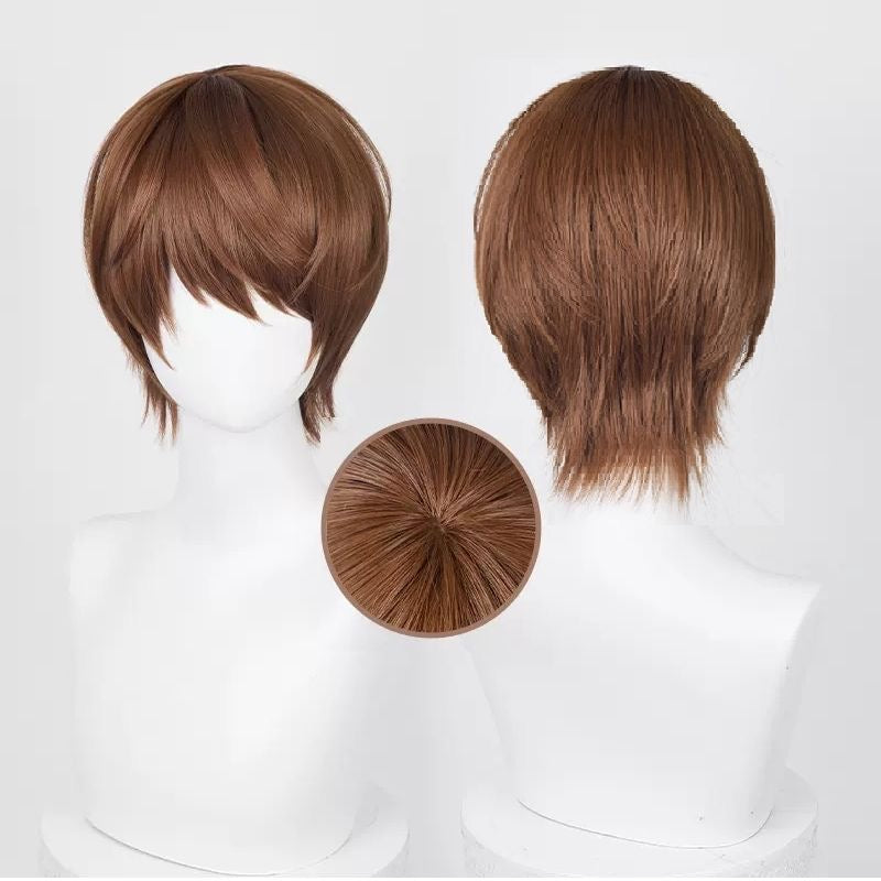 Anime Inspired Brown Short Wig Natural Style Cosplay Wig for Costume Party