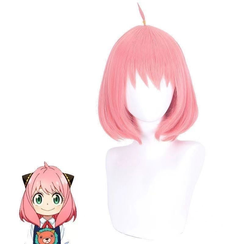 Spy x Family Anya Cosplay Wig – Cute Pink Bob with Realistic Hairline for Anime Costumes