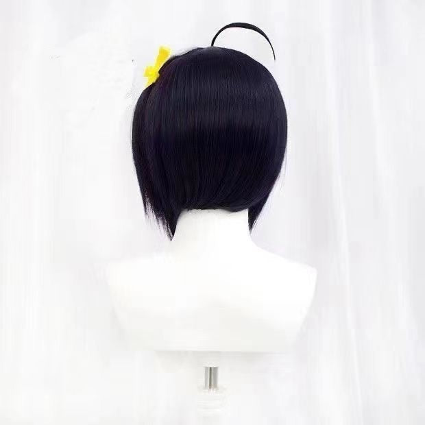 Takanashi Rikka Cosplay Wig – Purple & Black Mix with Ahoge, Comfortable Rose Net Anime Wig