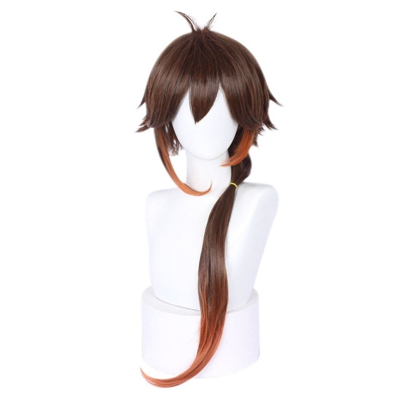 Anime Inspired Brown Long Cosplay Wig Elegant Layered Style Heat Resistant Synthetic Hair for Costume Party Daily Use