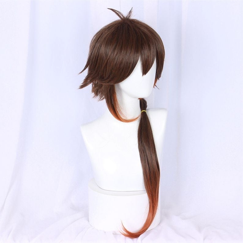 Anime Inspired Brown Long Cosplay Wig Elegant Layered Style Heat Resistant Synthetic Hair for Costume Party Daily Use