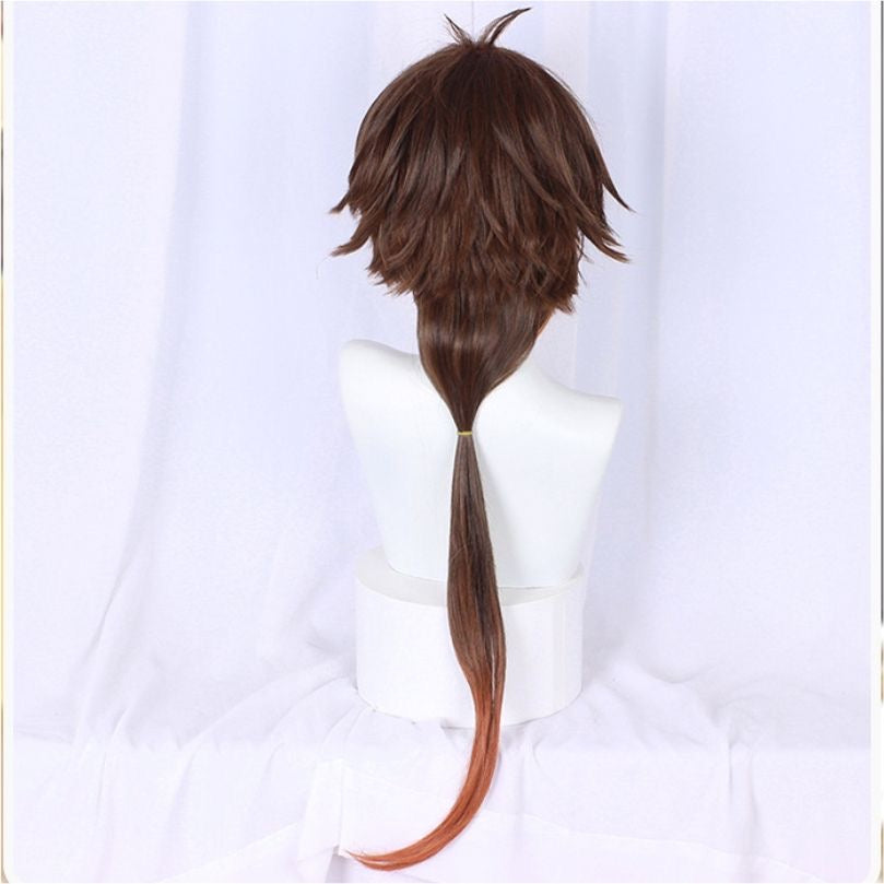 Anime Inspired Brown Long Cosplay Wig Elegant Layered Style Heat Resistant Synthetic Hair for Costume Party Daily Use