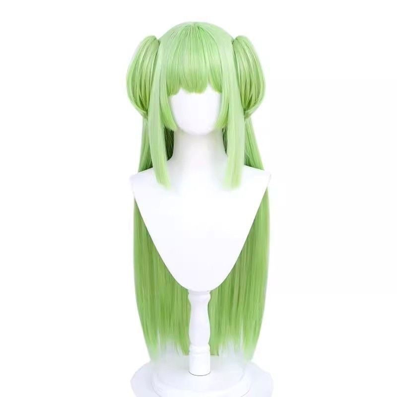 Ren Wanhua Congyu Cosplay Wig – Long Straight Hair with Detachable Twin Ponytails & Rose Net