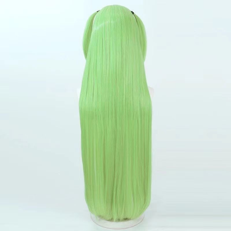 Ren Wanhua Congyu Cosplay Wig – Long Straight Hair with Detachable Twin Ponytails & Rose Net