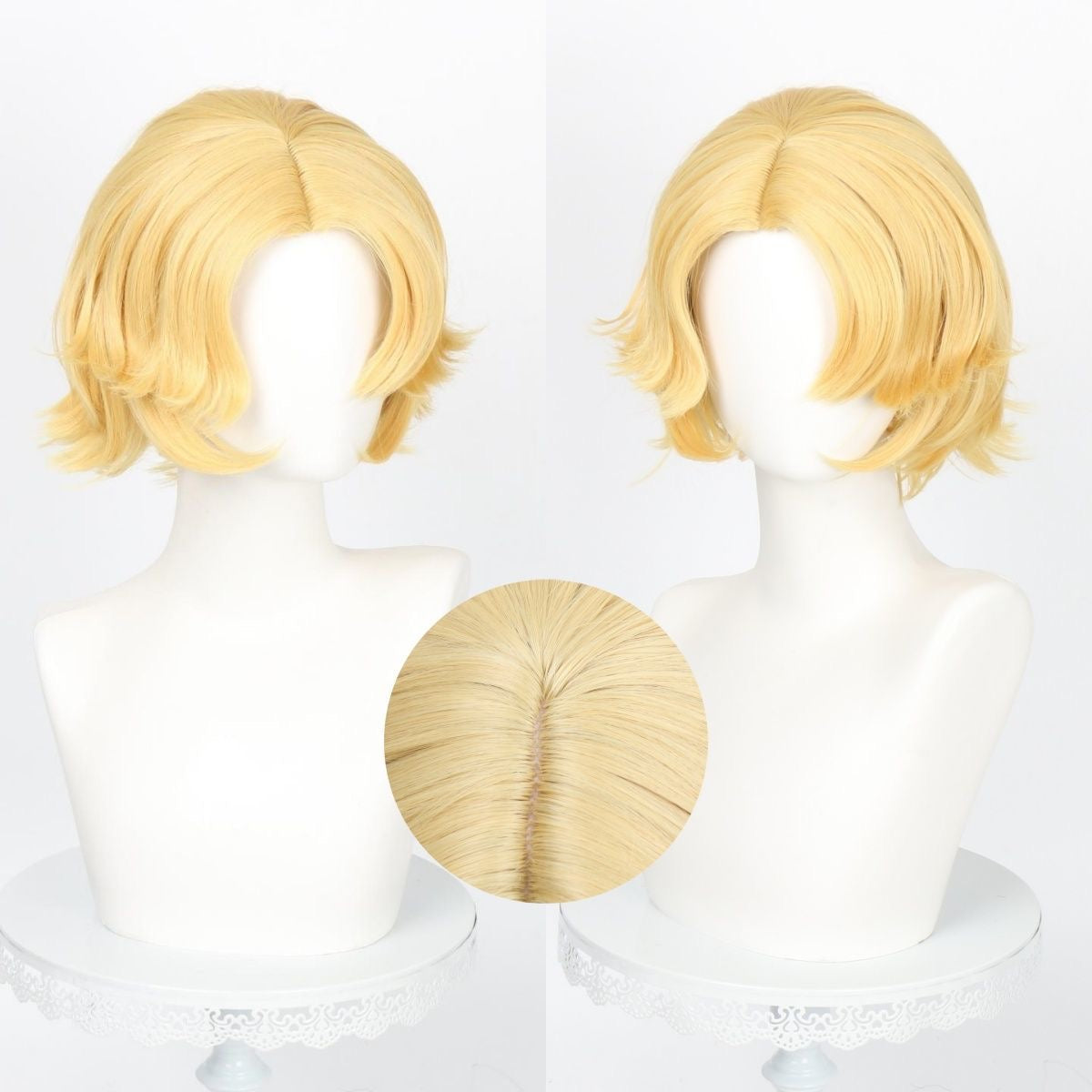 Anime Inspired Long Blonde Middle Part Cosplay Wig Natural Straight Style Heat Resistant Synthetic Hair for Halloween Party Photography