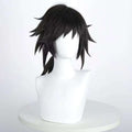 Anime Inspired Black Medium Long Cosplay Wig Straight Layered Cut Natural Style Heat Resistant Synthetic Hair for Costume Party