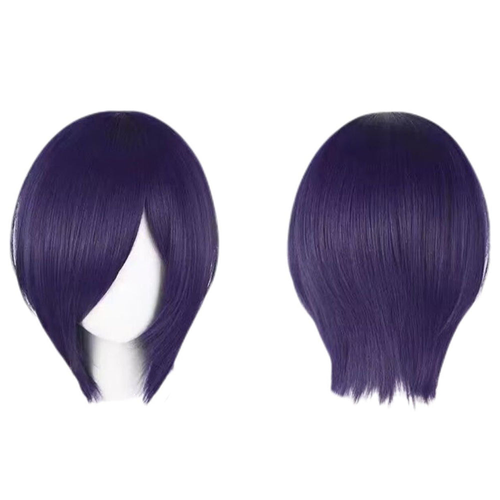 Touka Kirishima Cosplay Wig – Black & Purple Short Bob, Face-Framing Anime Wig, Heat-Resistant