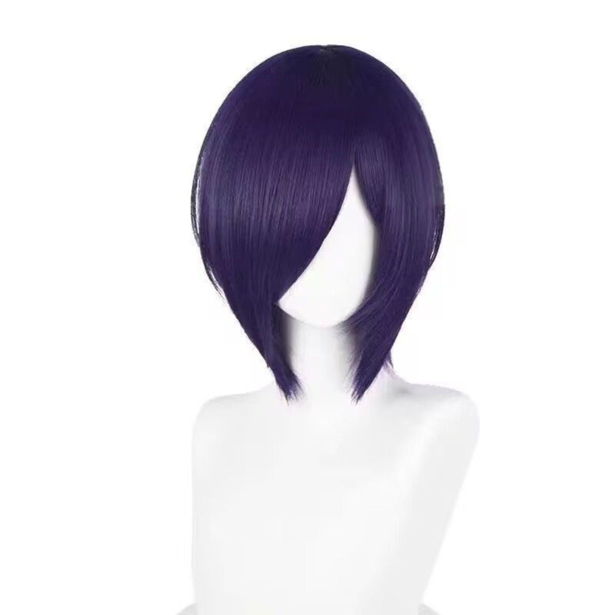 Touka Kirishima Cosplay Wig – Black & Purple Short Bob, Face-Framing Anime Wig, Heat-Resistant
